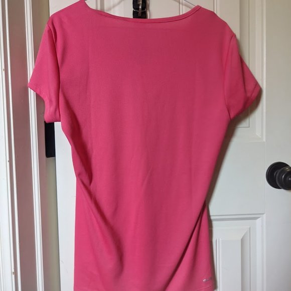 ADIDAS Women Medium CLIMA ESS TEE Pink Sport Workout Top Short Sleeve Activewear - Picture 4 of 5